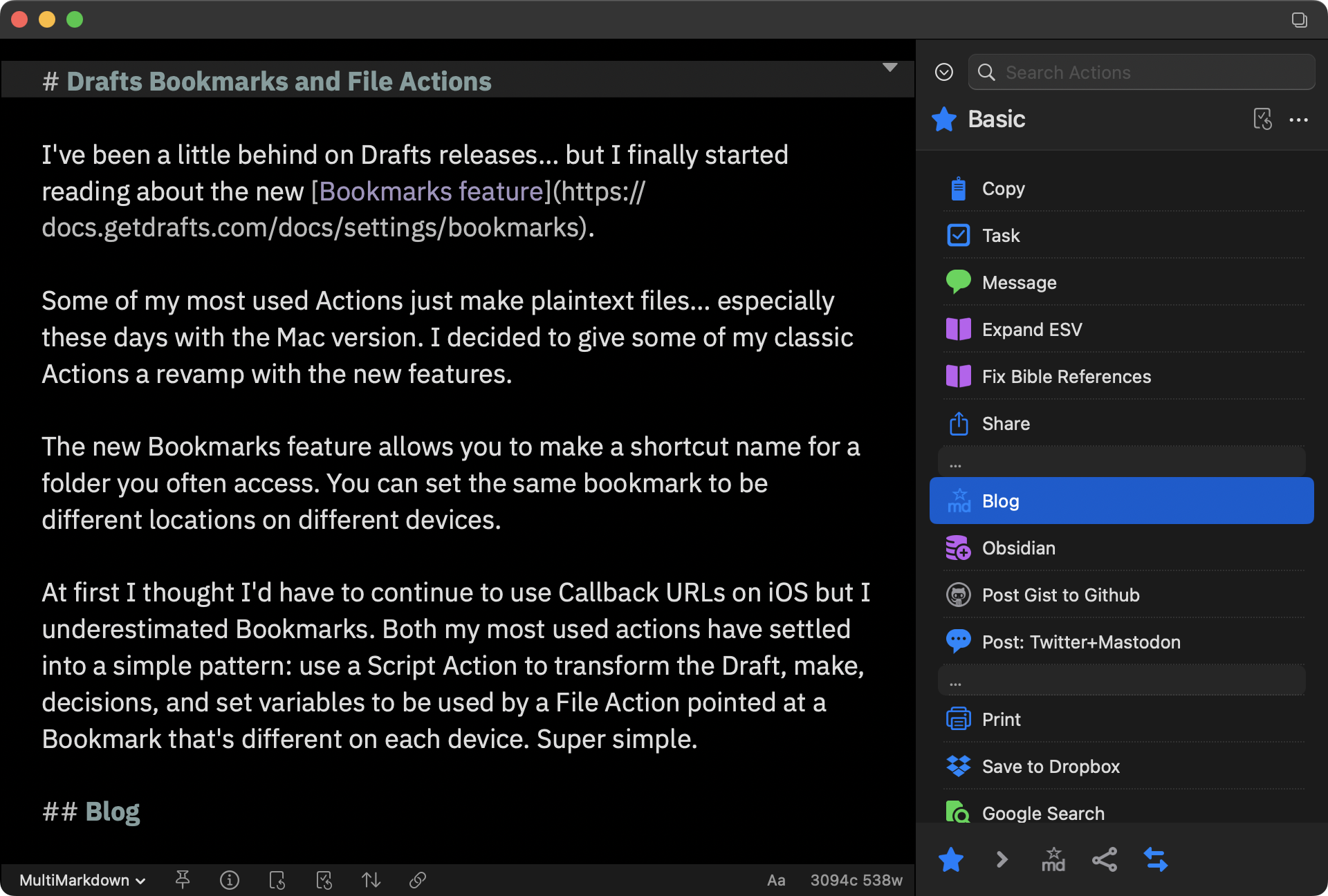 Drafts Bookmarks and File Actions - evantravers.com